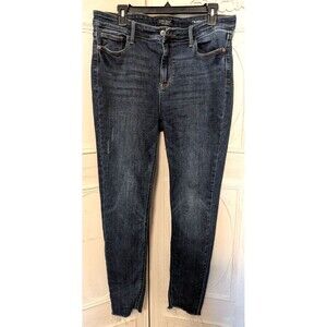 Judy Blue Jeans Women Skinny Fit Mid Rise Stretch Dark Wash Denim Fray  15 / 32